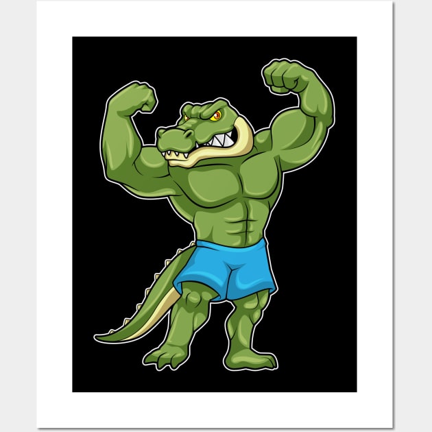 Crocodile as Bodybuilder extreme Wall Art by Markus Schnabel